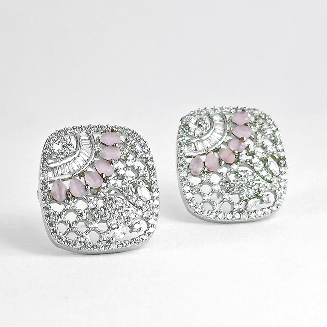 Image of (Silver zircon studs (rose)) from an exquisite collection by Al Musk Jewellery.