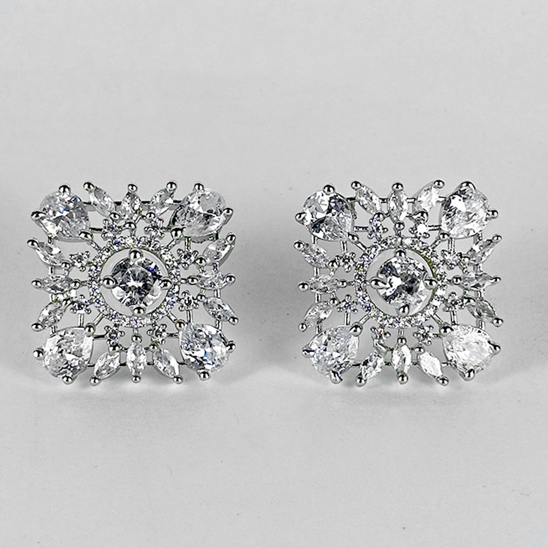 Another closeup showing intricate details of Al Musk Jewellery's (Snowflake Zircon Studs).