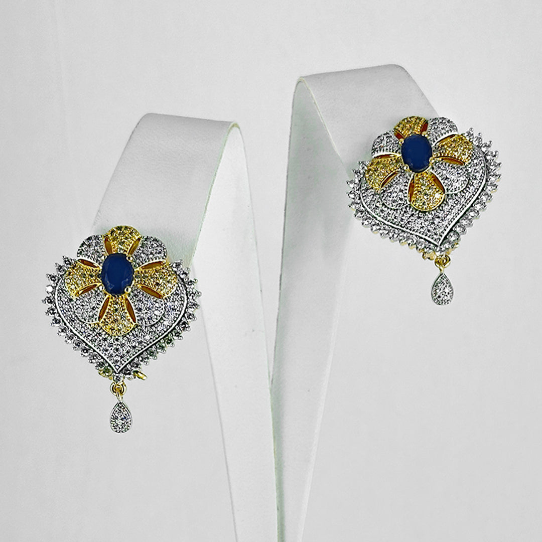 (Cultural Legacy Earrings (blue)) shown in close up from Al Musk Jewellery collection.