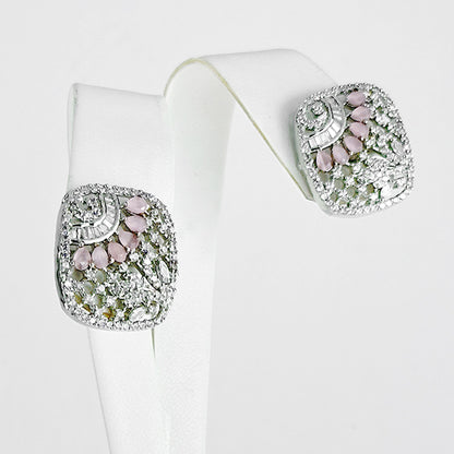 (Silver zircon studs (rose)) shown in close up from Al Musk Jewellery collection.