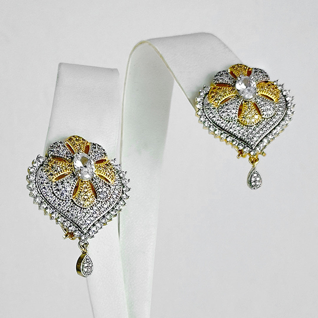 (Cultural Legacy Earrings (white)) shown in close up from Al Musk Jewellery collection.
