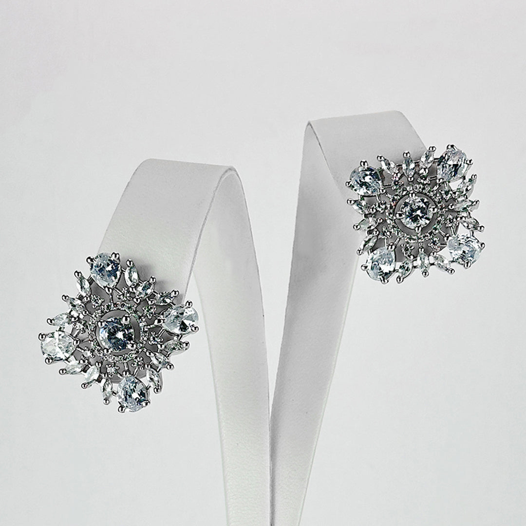 Image of (Snowflake Zircon Studs) from an exquisite collection by Al Musk Jewellery.