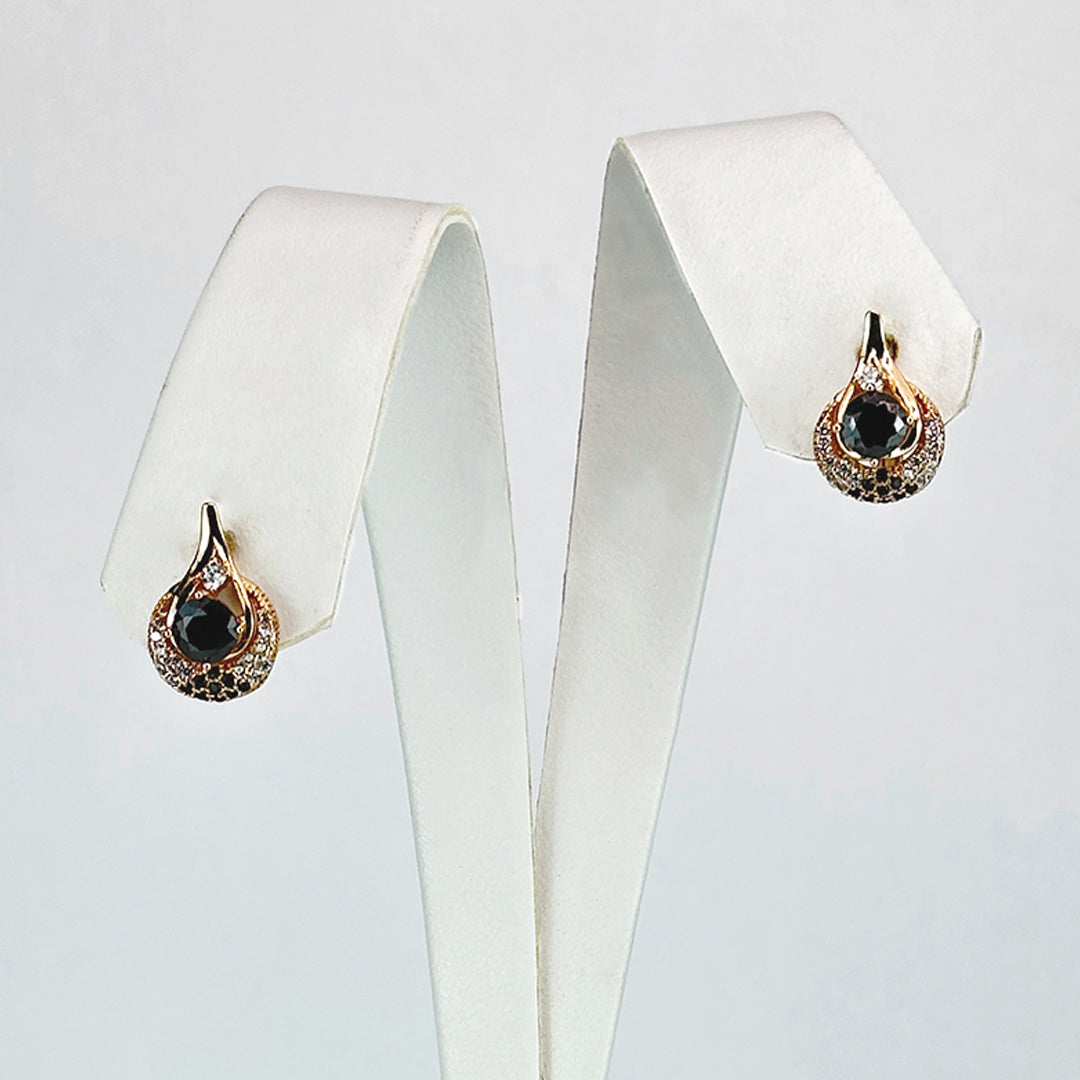  (Black teardrop studs) shown in close up from Al Musk Jewellery collection.