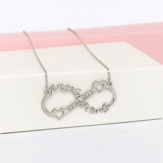 Forever Linked Double Name Infinity Necklace with Heart