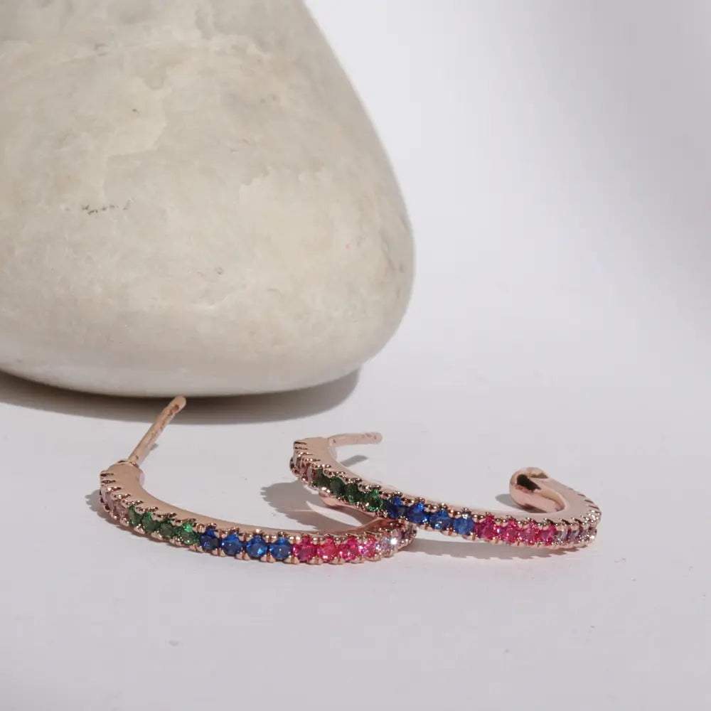 (Glamour Rainbow Hoop Earring) shown in close up from Al Musk Jewellery collection.